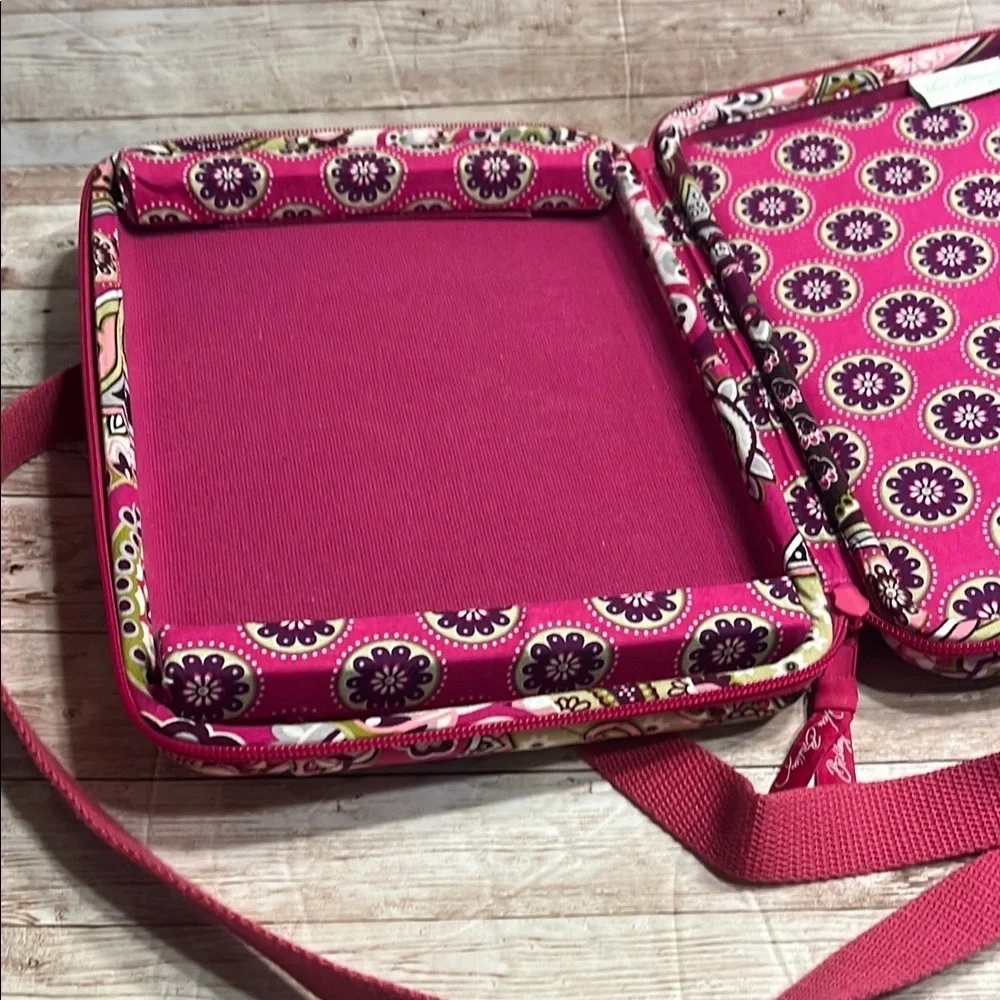 Vera Bradley Hard Case IPad Tablet Bag Pink and Green Paisley Crossbody Bag